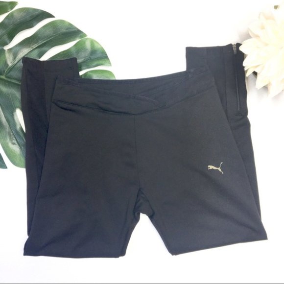 Puma Leggings Sheer Panel & Zip Leg XS Black 1255 - Picture 4 of 8